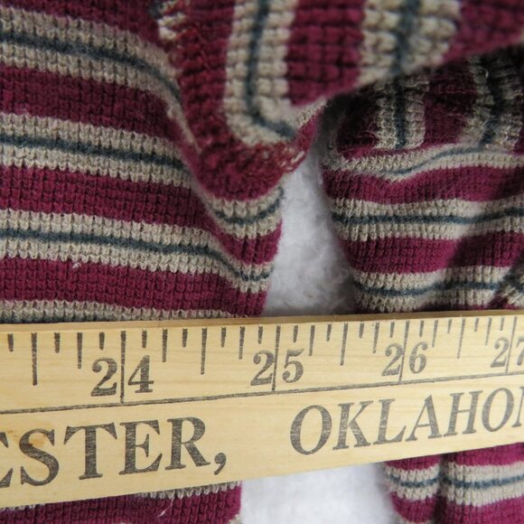 Lands' End Polo Shirt Mens XL Burgundy Gray Striped Long Sleeve Made in USA - Picture 5 of 9